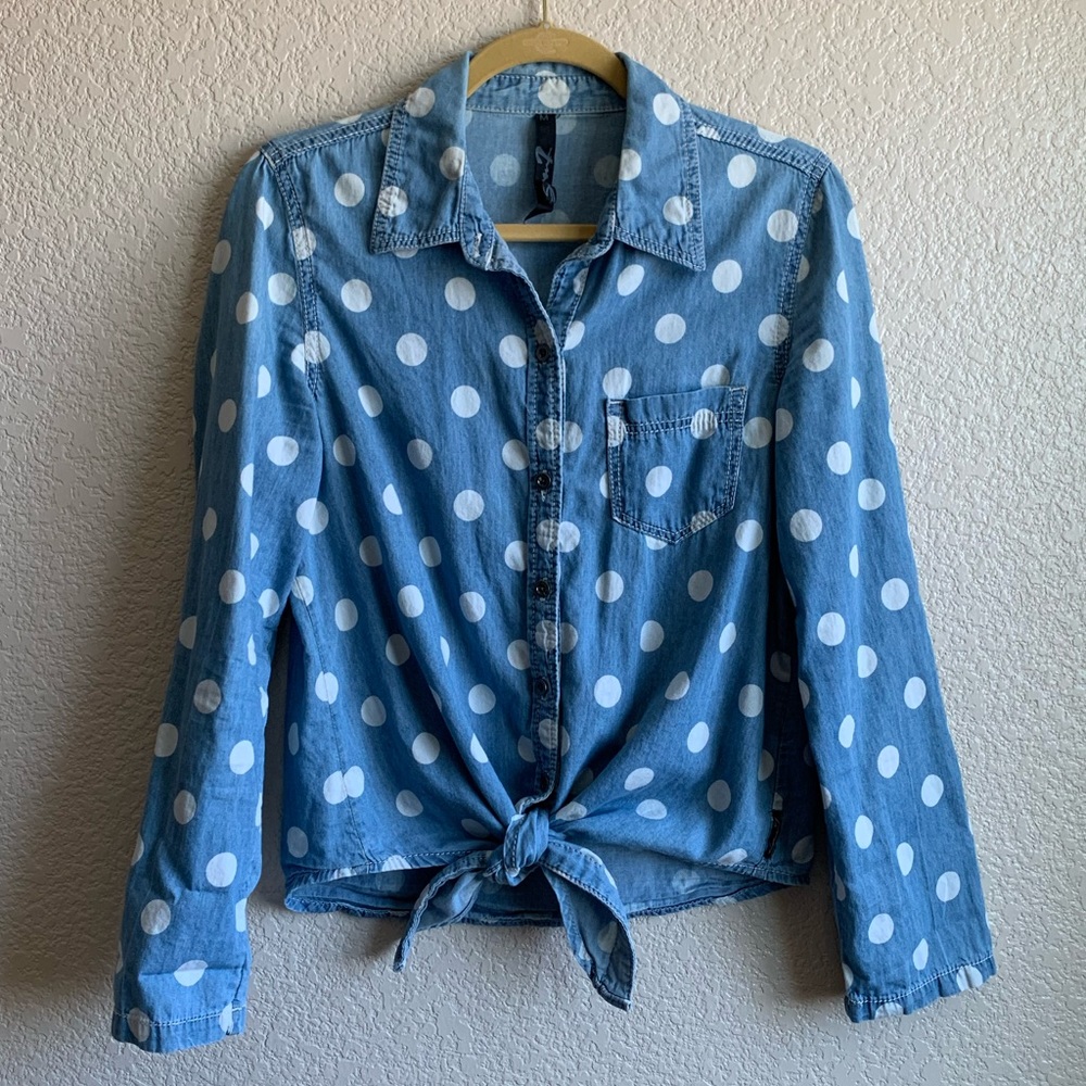 Seven7 Denim Polka dot Cotton long sleeve shirt